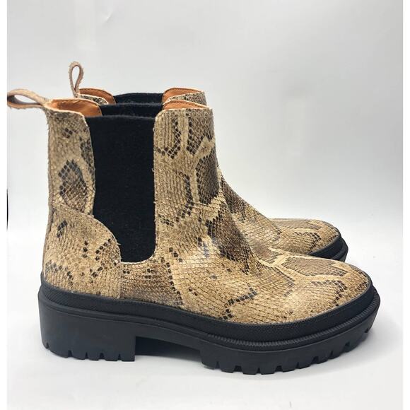 Lucky Brand Shoes - Lucky Brand Womens Emali Snakeskin Ankle Chelsea Boots Sz 10 M